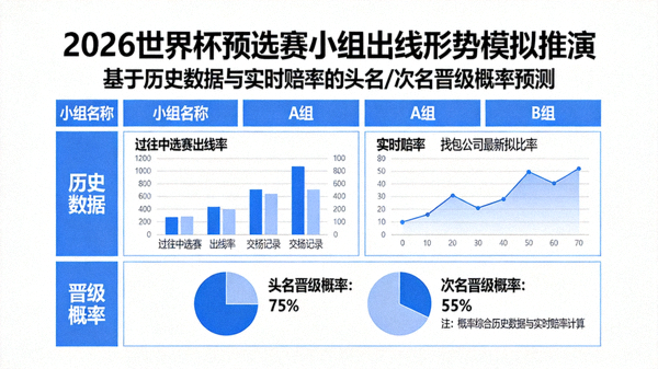 2026世界杯预选赛小组出线形势模拟推演：基于历史数据和实时赔率，预测各小组头名与第二名晋级概率