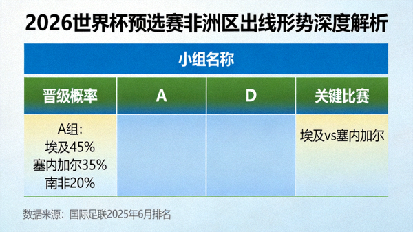 2026世界杯预选赛非洲区出线形势深度解析，分析各小组晋级概率与关键比赛