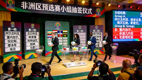 非洲区预选赛小组抽签仪式现场，54支球队分档与分组结果揭晓