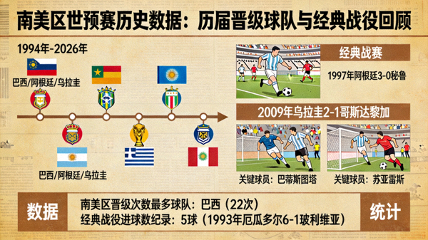 南美区世预赛历史数据：历届晋级球队与经典战役回顾 配图 历史经典瞬间