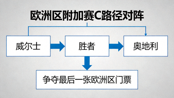 欧洲区附加赛C路径对阵：威尔士、奥地利等球队争夺最后一张欧洲区门票