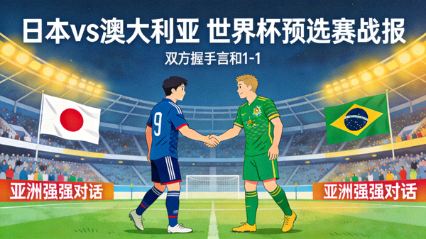 日本对阵澳大利亚世界杯预选赛战报：亚洲强强对话，双方握手言和配图